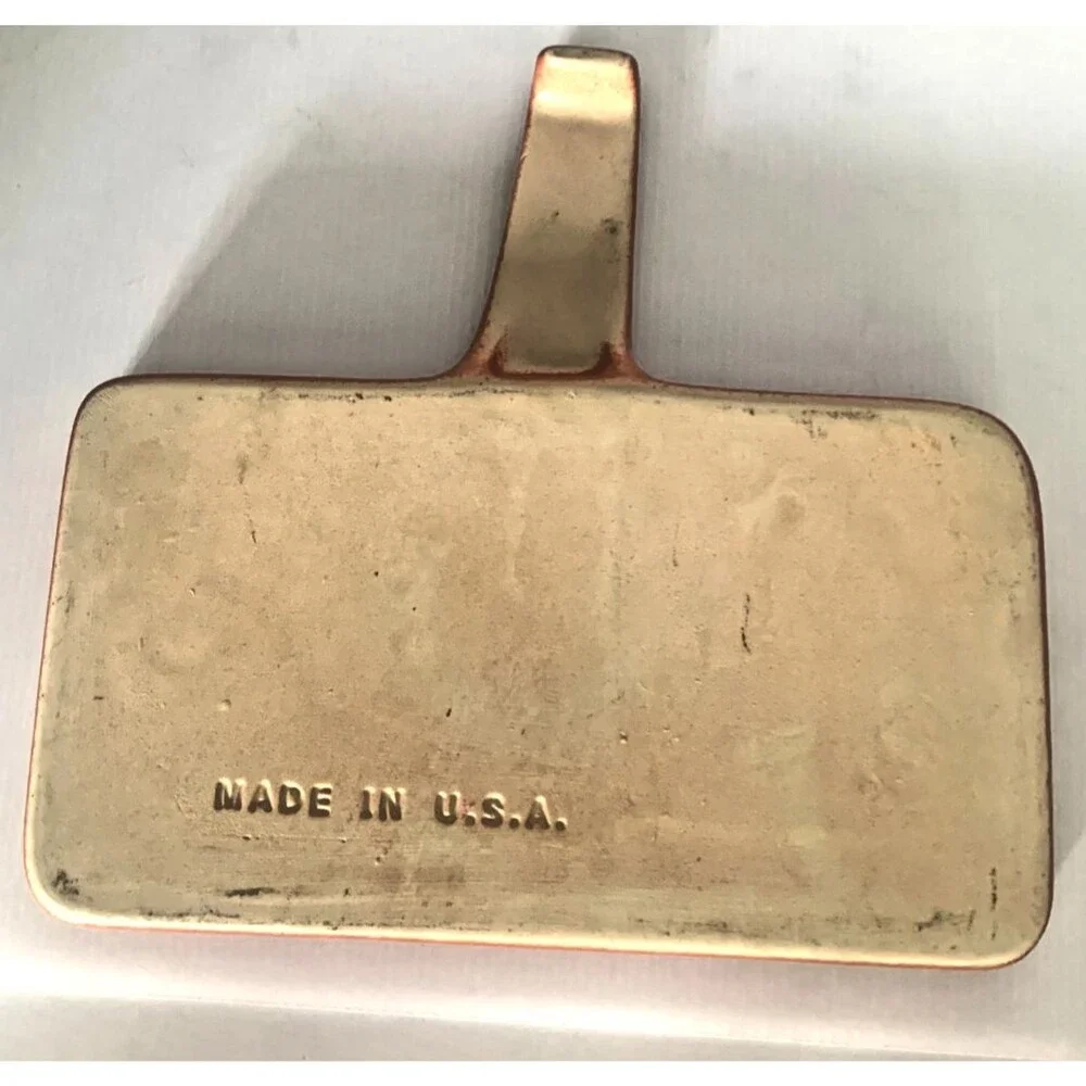 Vintage Coral Ceramic Rectangular Cornbread Tray Platter  w/Handle Made USA MCM
